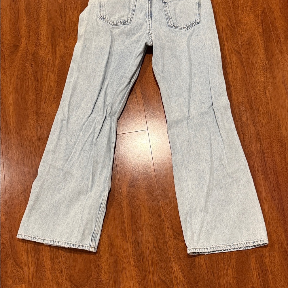 Zara Light Blue Flare Wide Leg Jeans with Distressed Details - Picture 5 of 5